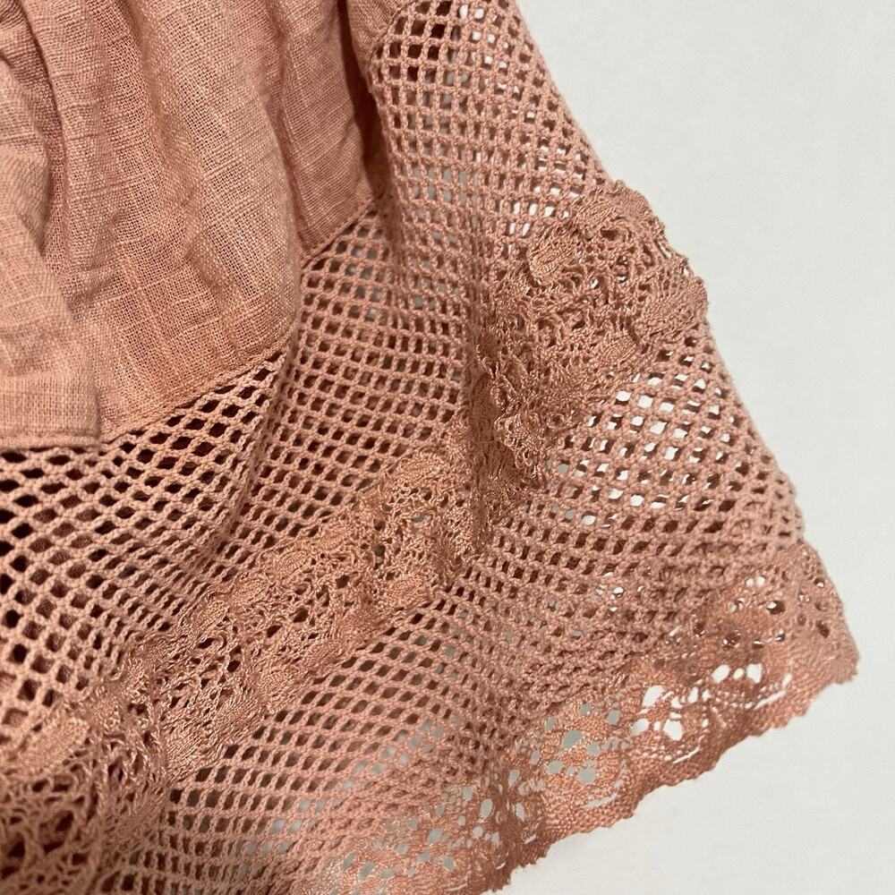 Old Navy Gauze Dress Peach Flutter Crochet Sleeves Women Large Pockets Cotton - Picture 3 of 13